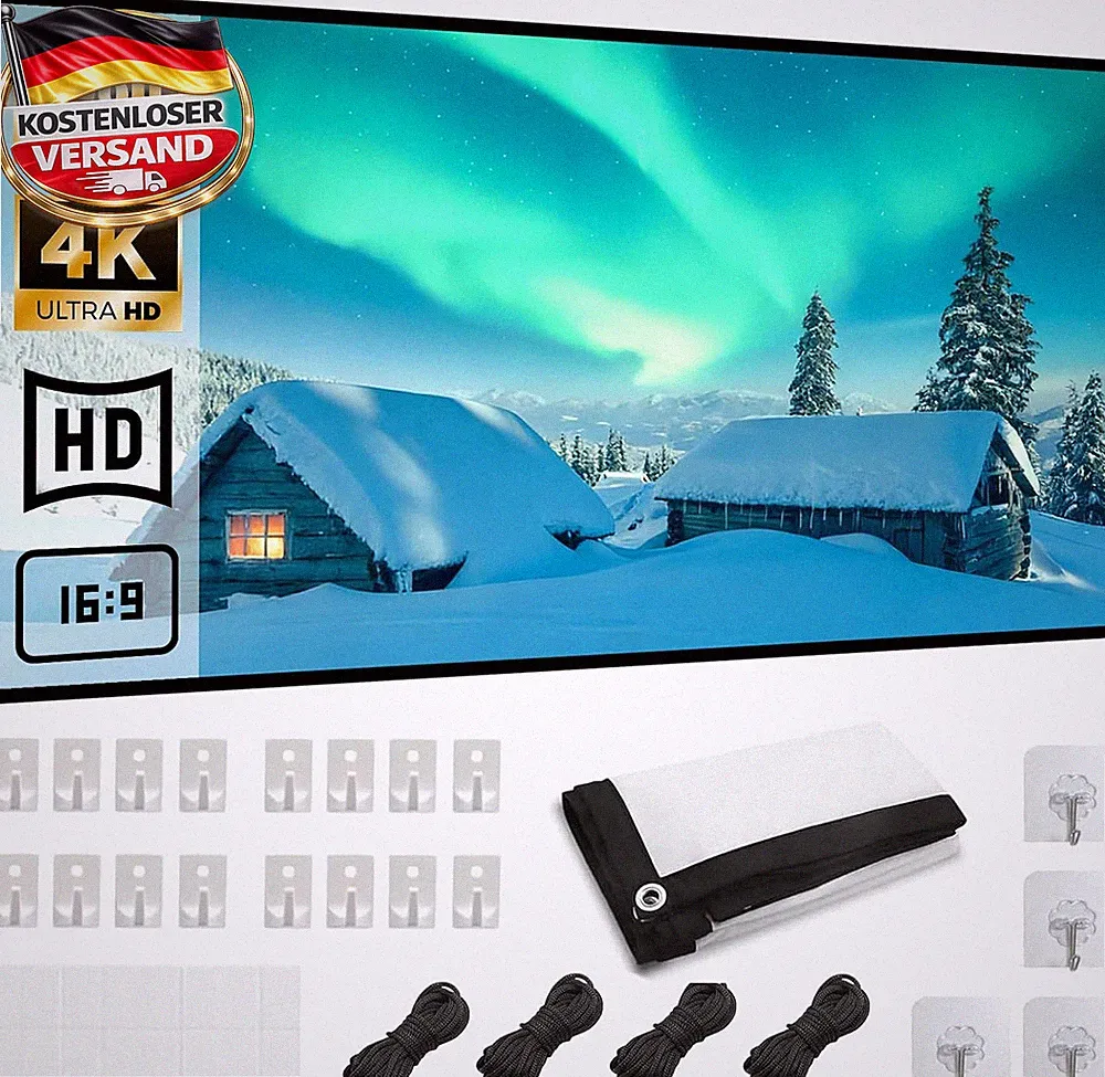 Faltbare 60-Zoll Beamer Leinwand für Heimkino Schule Outdoor tragbar mit Montage