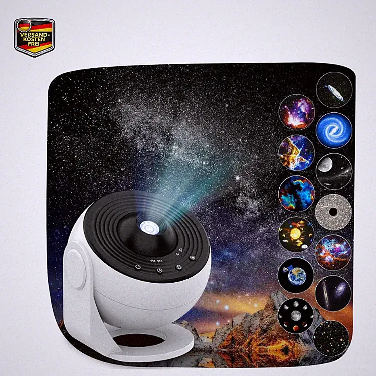 Febotak Sternenhimmel Projektor mit 12 HD-Folien, Timer, LED, 10x5x6 cm