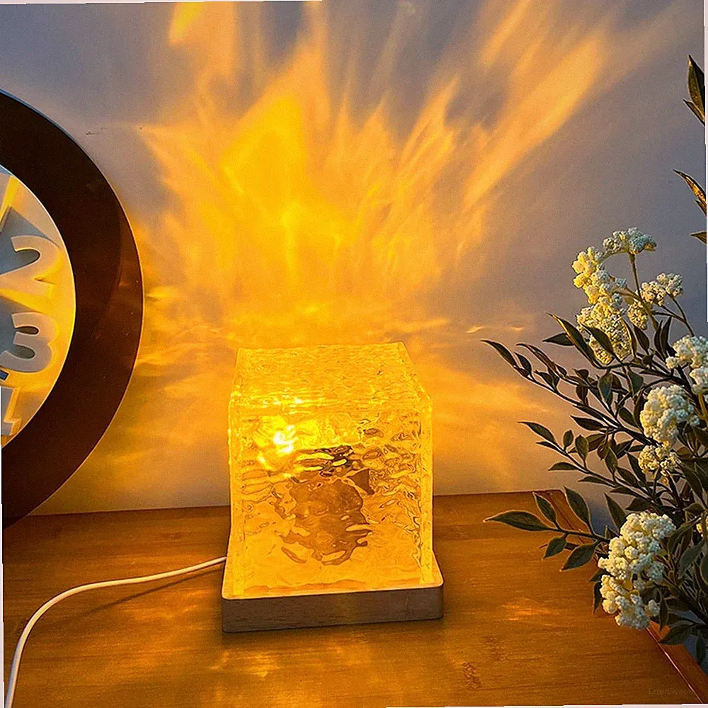 Fernbedienung Dimmbar Wasser Nacht Licht 16 Farben RGB LED Kristall Würfel Lampe