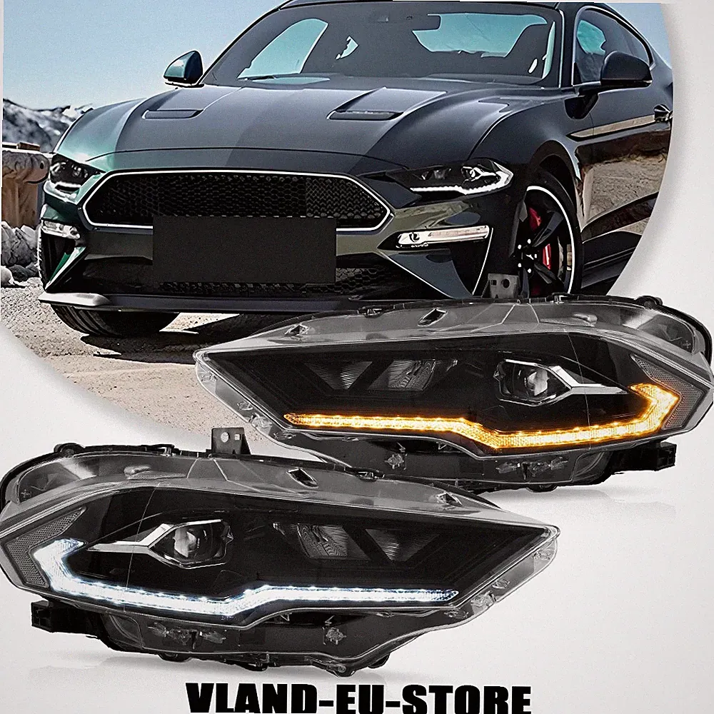 Für 2018-2023 Ford Mustang VLAND LED Scheinwerfer Mit Sequenzieller Blinker