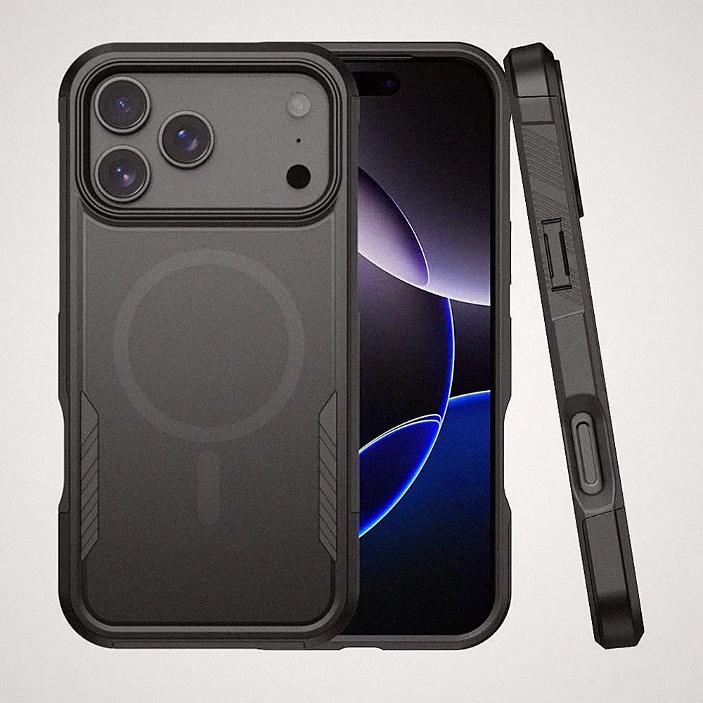 Für Apple iPhone 17 Pro Kalebol 2 in 1 Matte Design MagSafe Schutz Hülle Schwarz