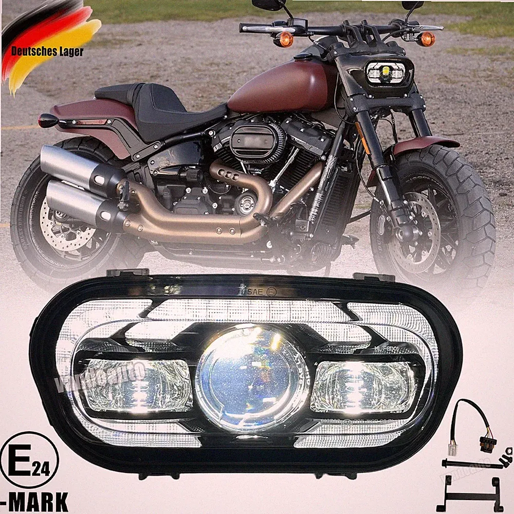 Für Harley Dyna Fat Bob FXDF 2008-2017 2018 2019 LED-Scheinwerfer Tagfahrlicht