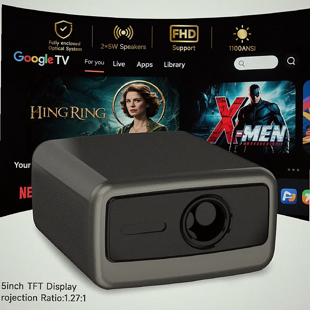Full HD 1080P Smart Beamer mit Android 11, 1100 ANSI, Auto-Fokus