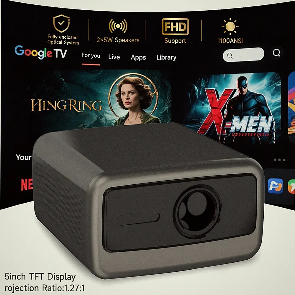 Full HD 1080P Smart Beamer mit Android 11 Auto-Fokus Wi-Fi 6, Bluetooth 5.0