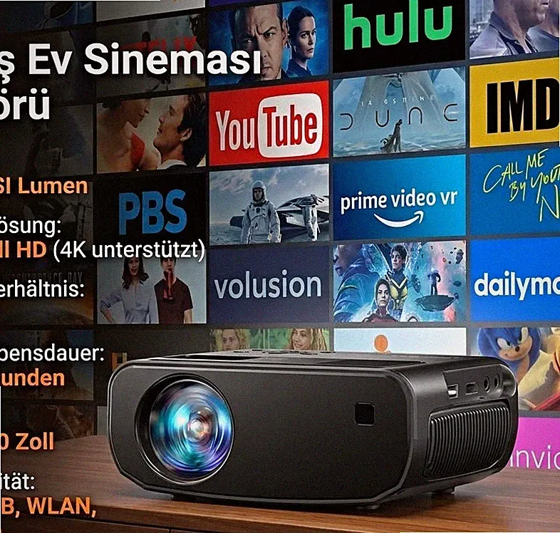 Full HD Beamer 1080P 5G WiFi Mini Projektor mit Tasche & Stativ OVP NEU