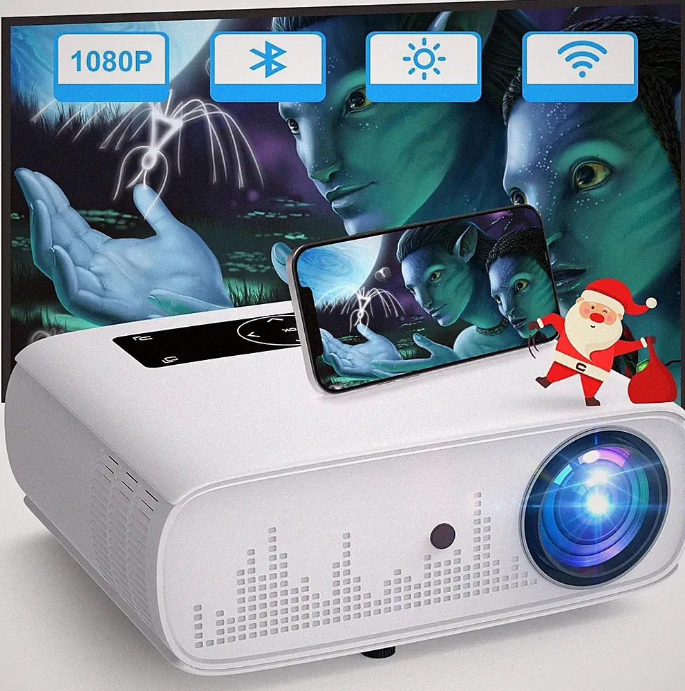 Full HD Beamer 1080p LED HDMI USB WiFi Bluetooth 15000 Lux Lautsprecher Kino
