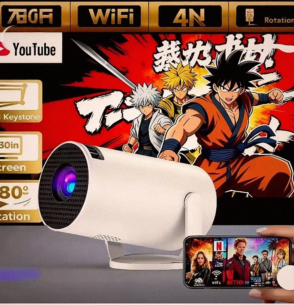 Full HD Mini 4k Beamer WiFi Bluetooth UHD Tragbar Heimkino