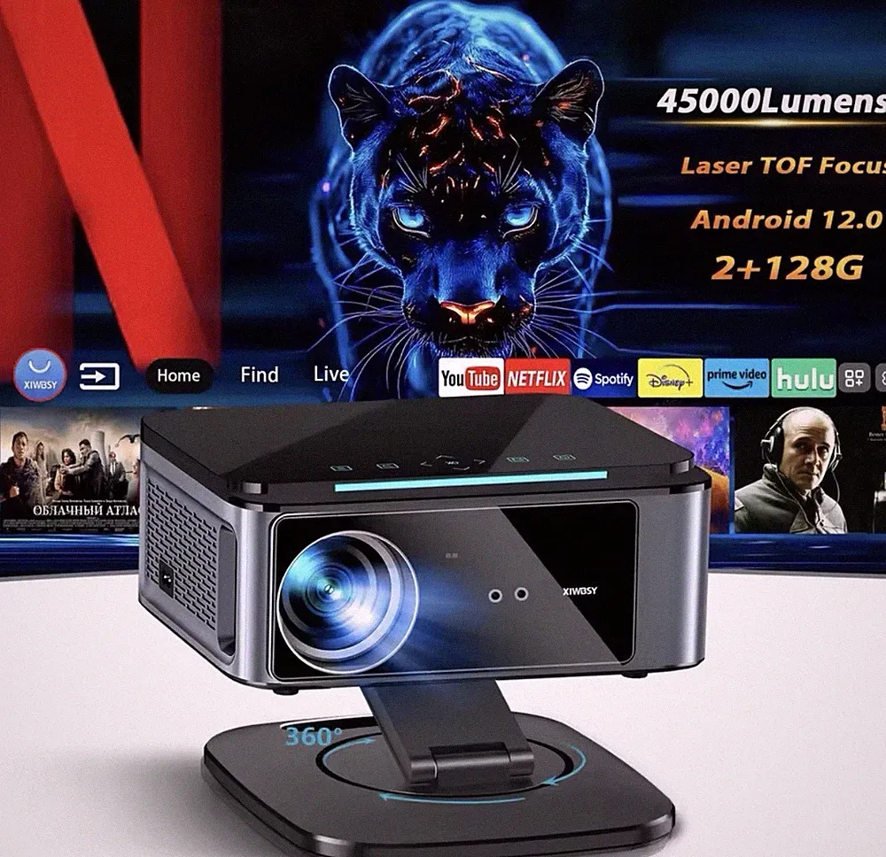 FULL HD Projektor Autofokus 35000 Lumen Android 12 WiFi6 1600 ANSI NETFLIX 4K