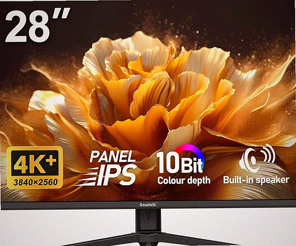 Gawfolk Gaming Monitor 28.5 Zoll 4K 60Hz, IPS PC Bildschirm mit Lautsprecher