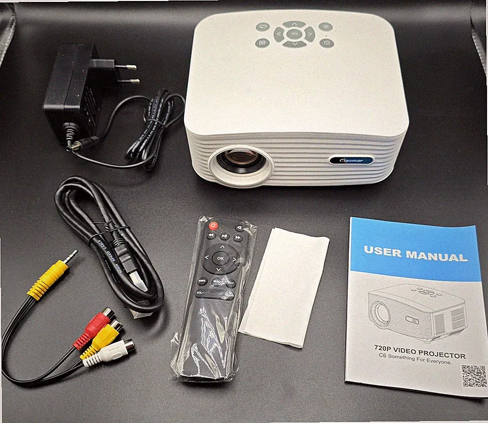 Giaomar 720P HD Ready Desktop Beamer HDMI USB AV Lautsprecher inkl. Zubehör