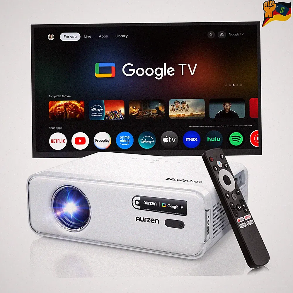 Google TV Beamer 4K Aurzen Eazze D1G WiFi Bluetooth