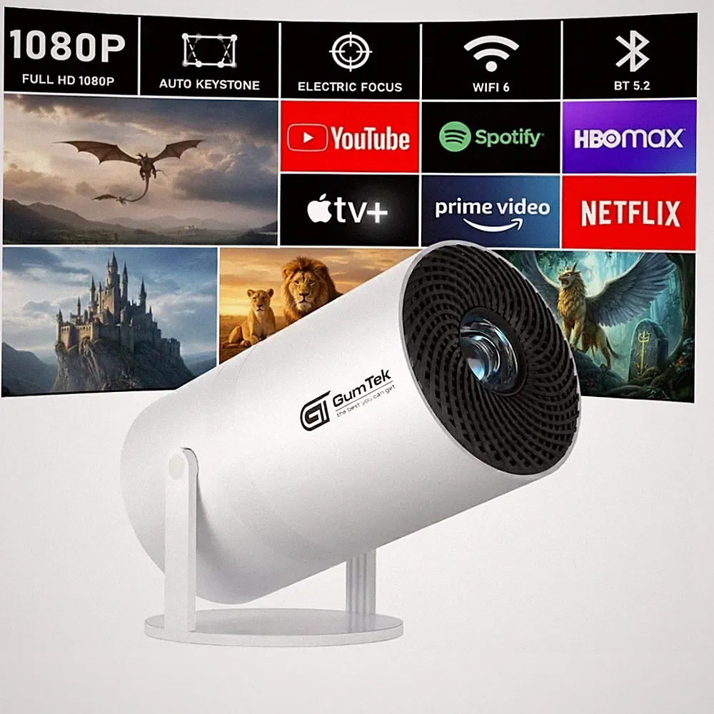 Gumtek Smart Beamer 4K Android TV 5G WLAN Bluetooth HDMI Büro Heimkino