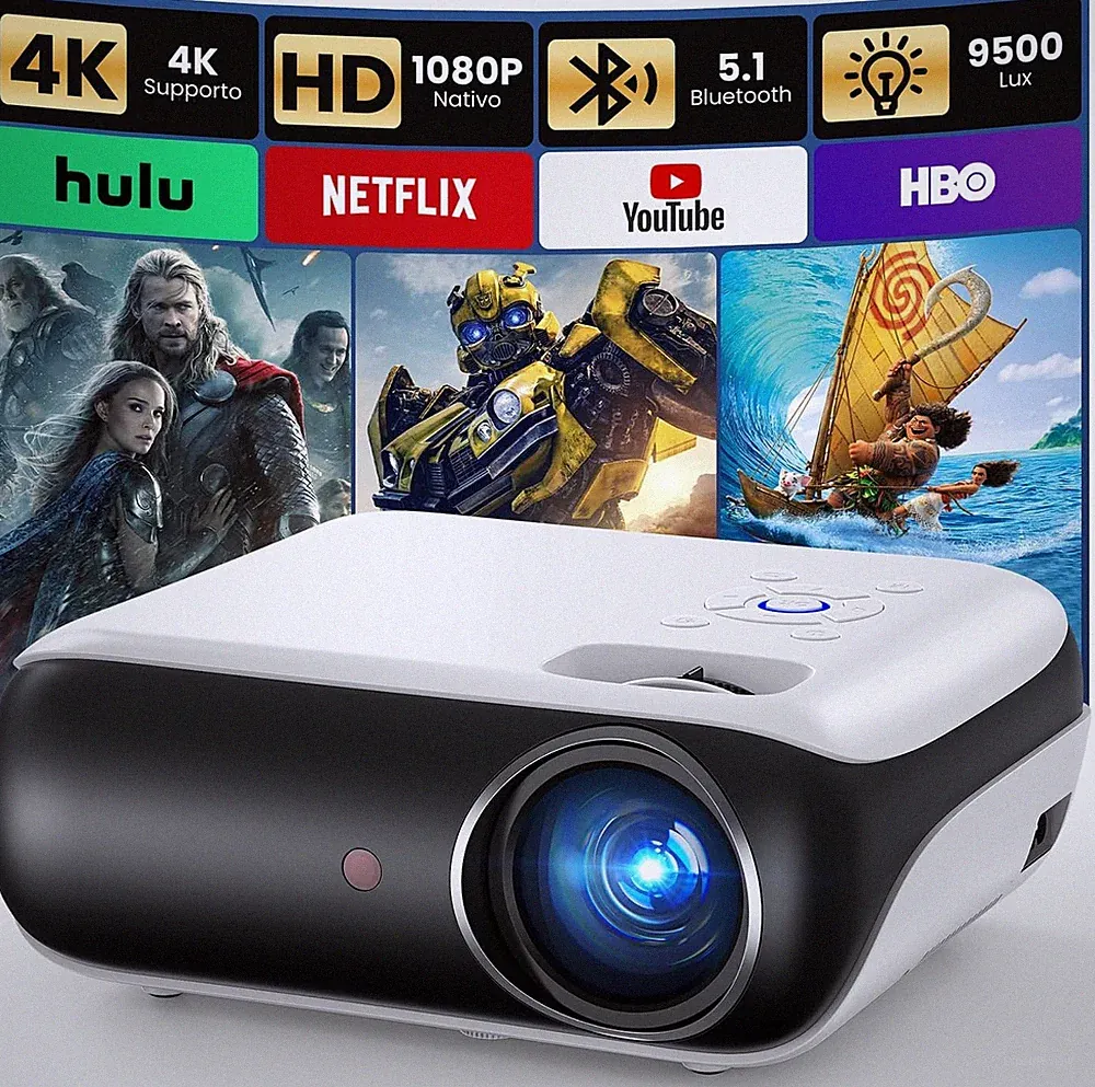 H1 Full HD Projektor Bluetooth 1080P tragbarer Beamer Heimkino WiFi Android