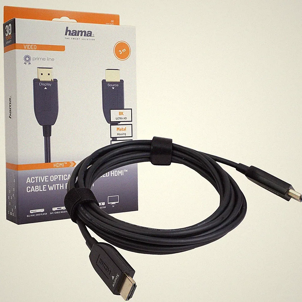 Hama 3m HDMI-Kabel Aktiv 8K@60Hz HDR10+ 4K@120Hz HDR TV Beamer Gaming PC Monitor