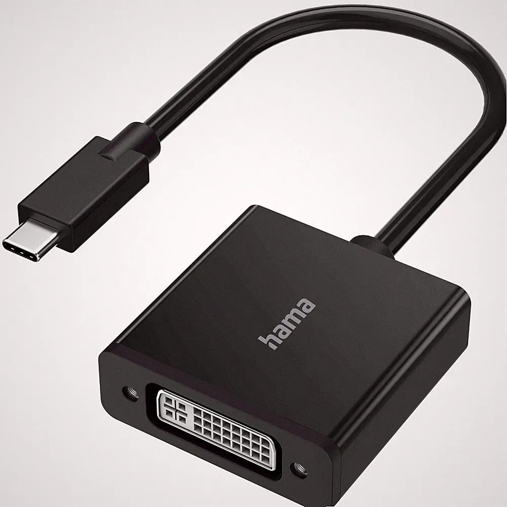 Hama USB-C Stecker auf DVI Adapter Wandler 4K UHD PC Notebook Monitor Beamer TV