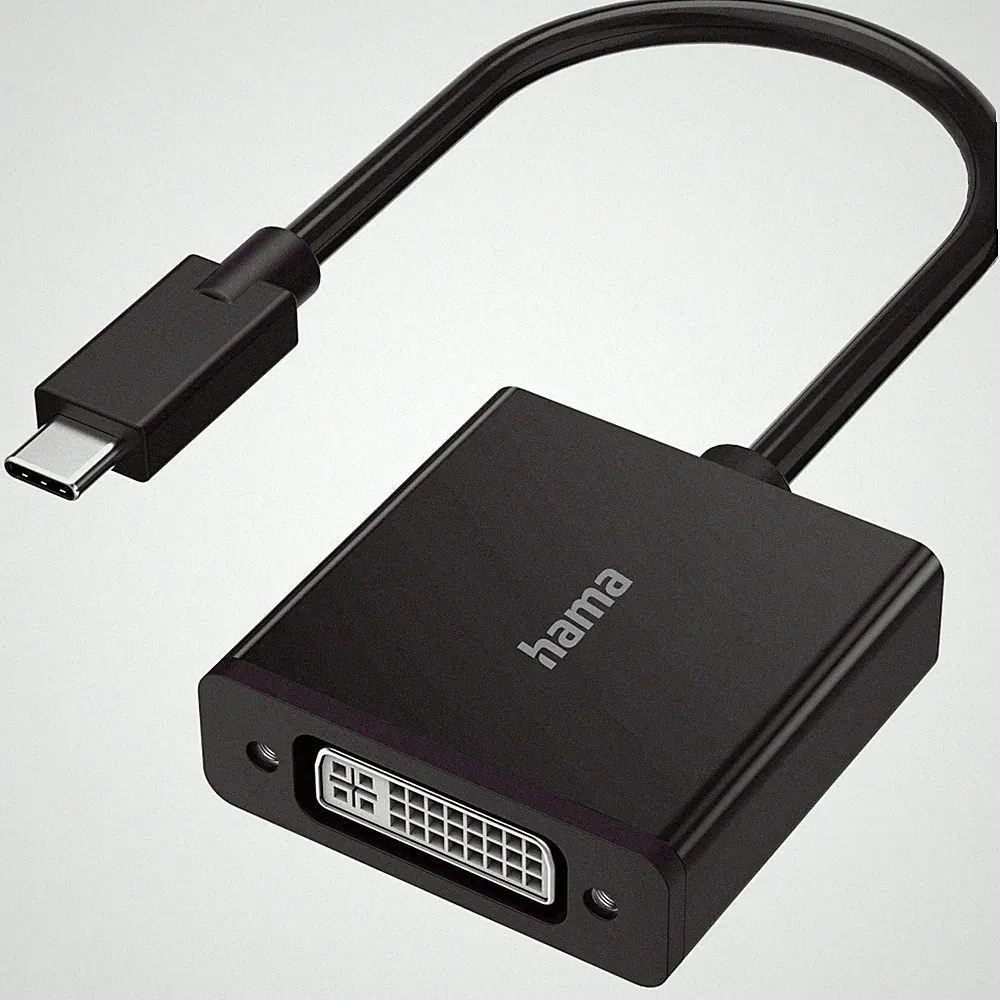 Hama USB-C Stecker auf DVI Adapter Wandler 4K UHD PC Notebook Monitor Beamer TV