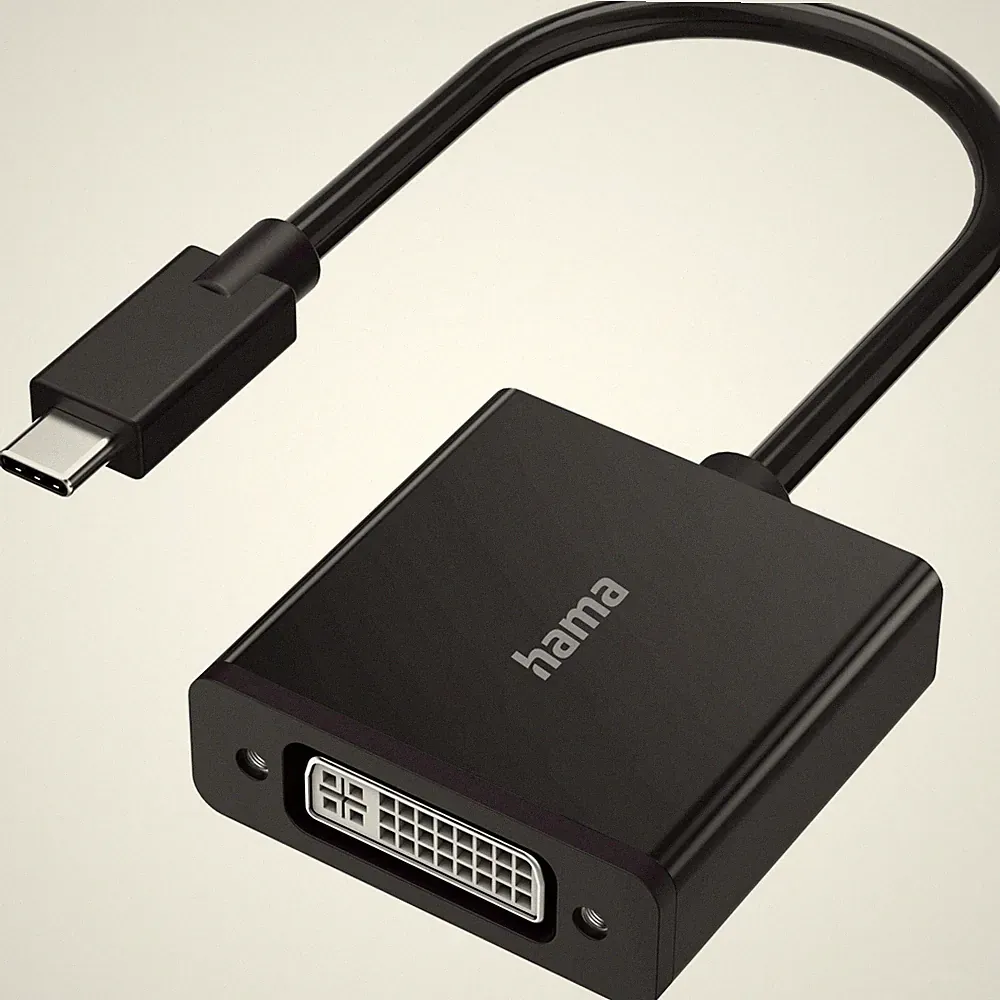 Hama USB-C Stecker auf DVI Adapter Wandler 4K UHD PC Notebook Monitor Beamer TV