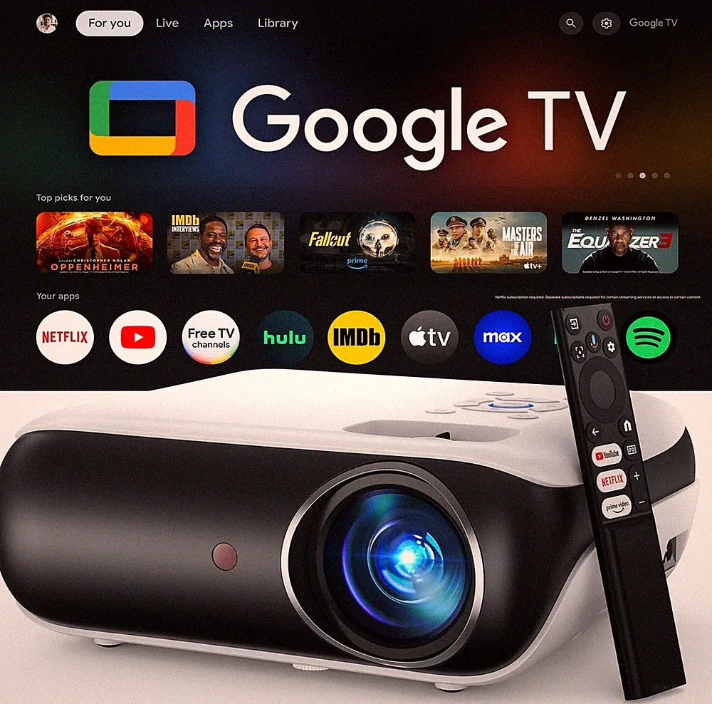 HAPPRUN 510G 4K Beamer mit Google TV, 1000 ANSI