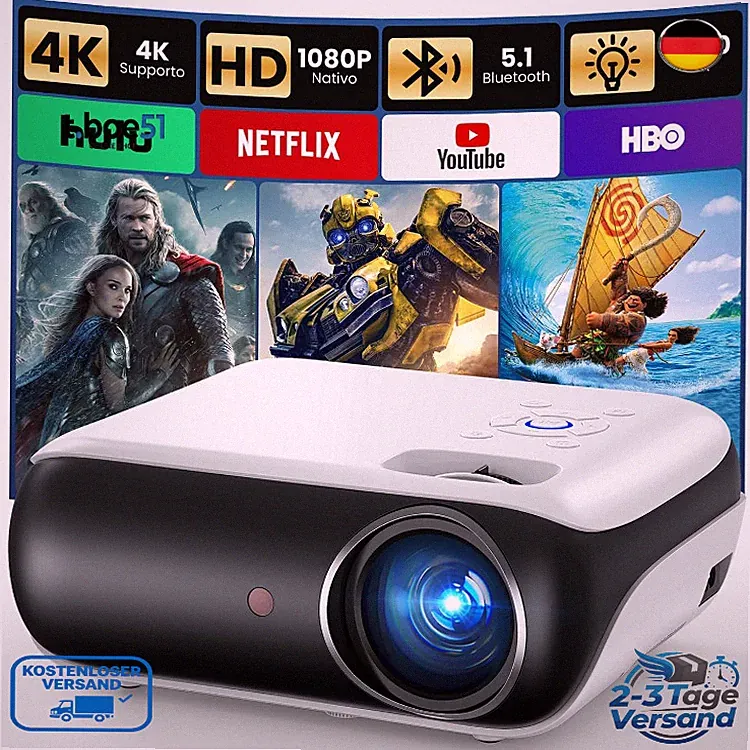 HAPPRUN H1 Full HD Beamer Bluetooth 1080P Tragbarer Projektor