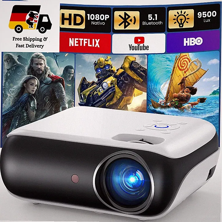 HAPPRUN H1 Mini Beamer 4K – Tragbarer Full HD Projektor 1920x1080, 200 Zoll