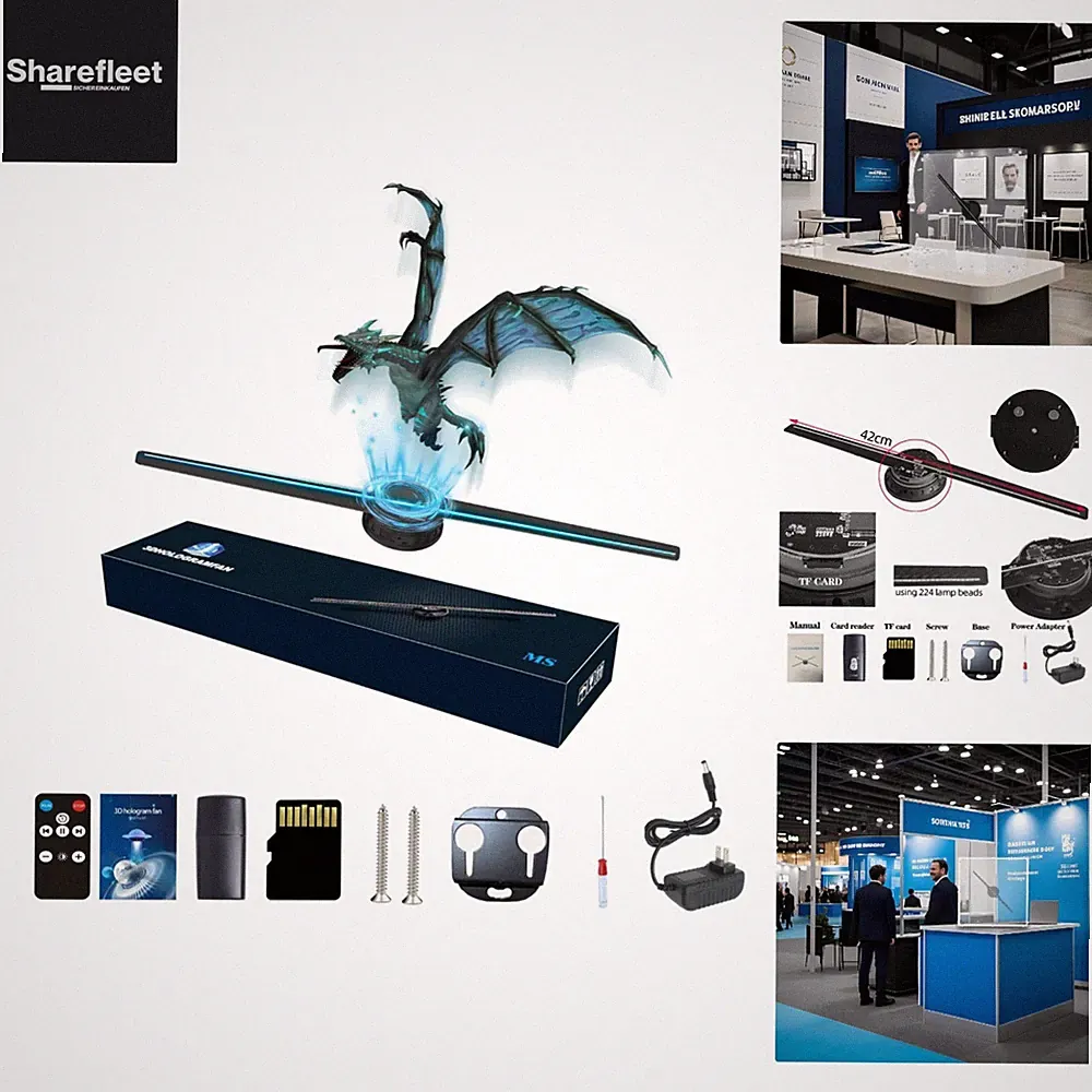 HD 3D Hologramm Projektor 42 cm mit Fernbedienung für Ausstellungen & Messen