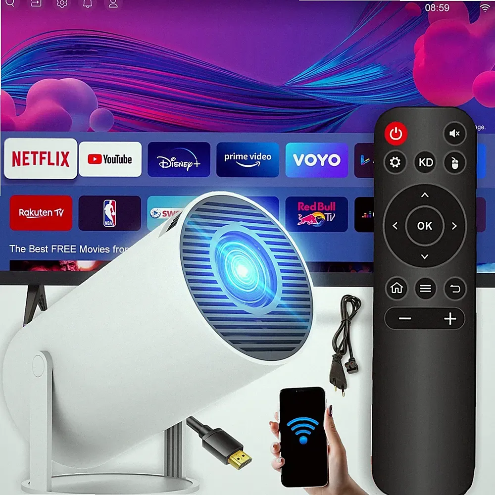 HD Mini Smart Beamer WiFi Heimkino Projektor LED Bluetooth 5 Android Retoo