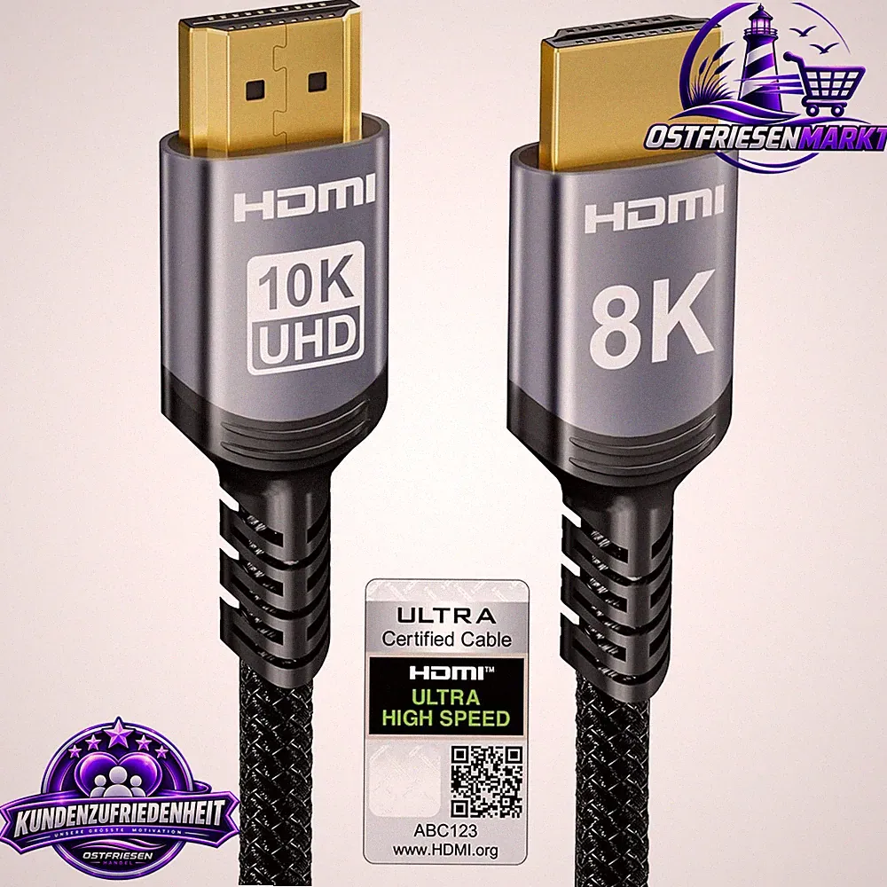 HDMI 2.1 Kabel 2m 48Gbps High Speed 10K 8K 4K für Fernseher und Monitor