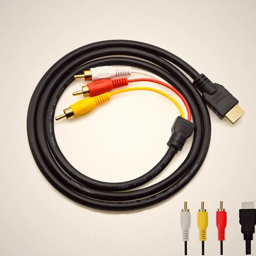 HDMI auf RCA Kabel AV Converter Full HD 1,5 m Fernseher Monitor Beamer