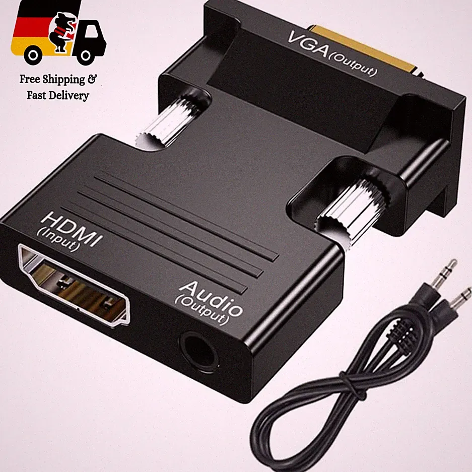 HDMI auf VGA Adapter 1080p 60Hz mit 3,5mm Audiokabel für Laptop TV Projektor