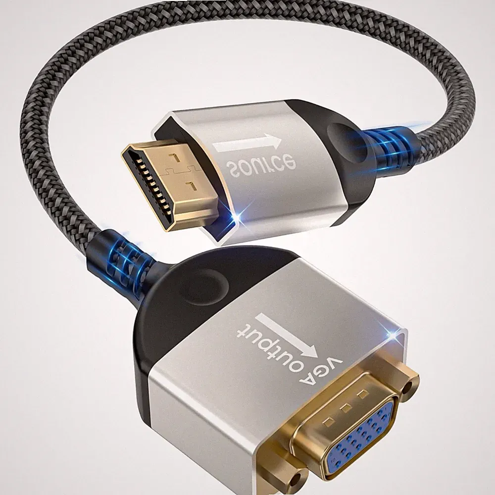 HDMI auf VGA Adapter 1080P@60HZ Silber für Computer Laptop Monitor Projektor...