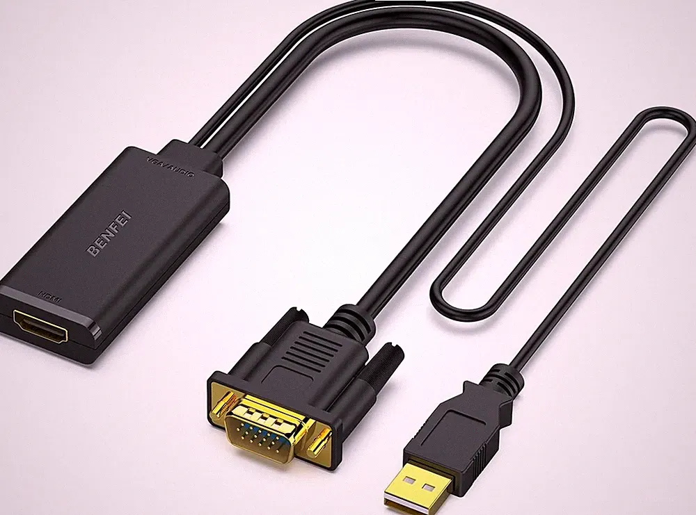 HDMI auf VGA Adapter Full HD 1080P Konverter für PC Laptop Monitor TV Beamer Set