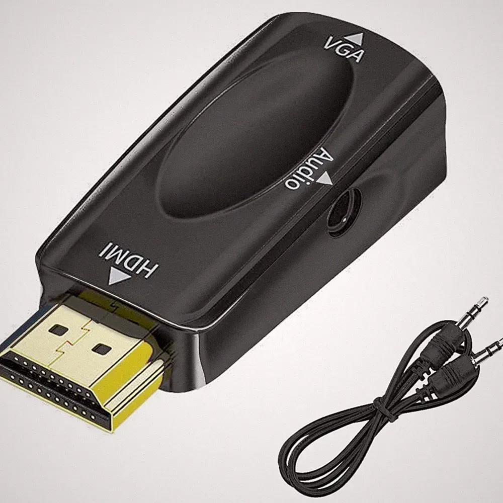 HDMI auf VGA Adapter mit Audio Konverter Full HD 1080p Schwarz
