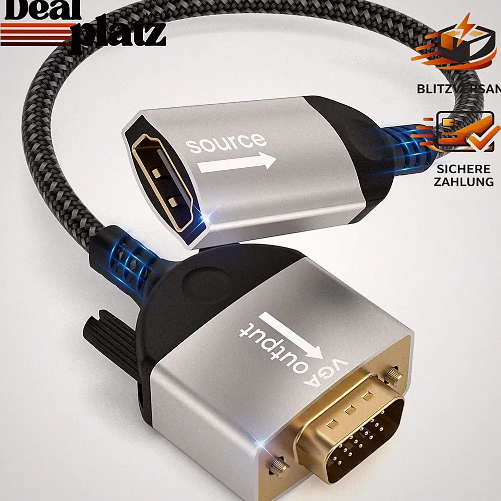 HDMI auf VGA Adapter Nylon geflochten 1080p Unidirektional für Laptop PC