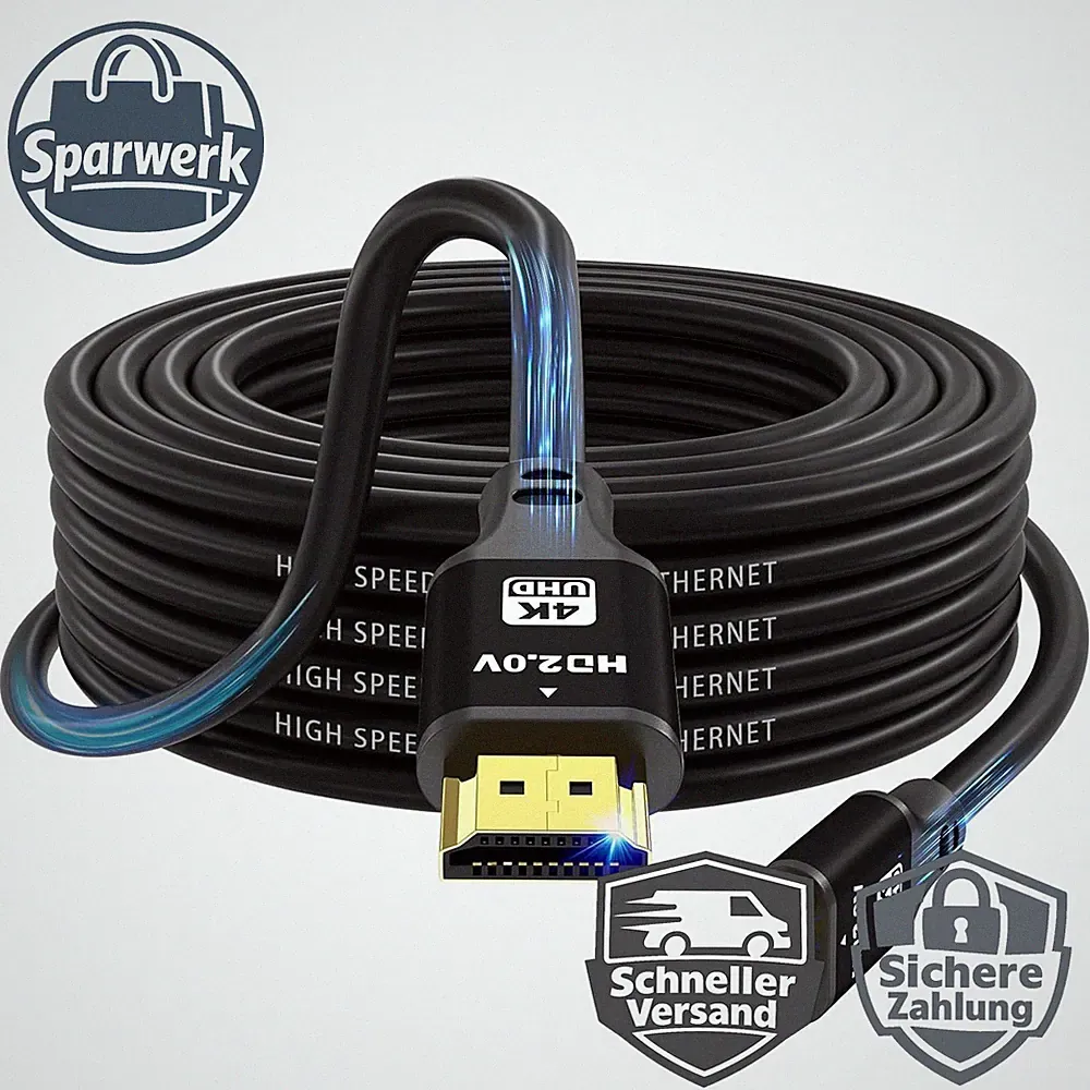 HDMI Kabel 15m 4K 60Hz Ultra High Speed 18 Gbit/s für TV Blu-Ray Projektor PC