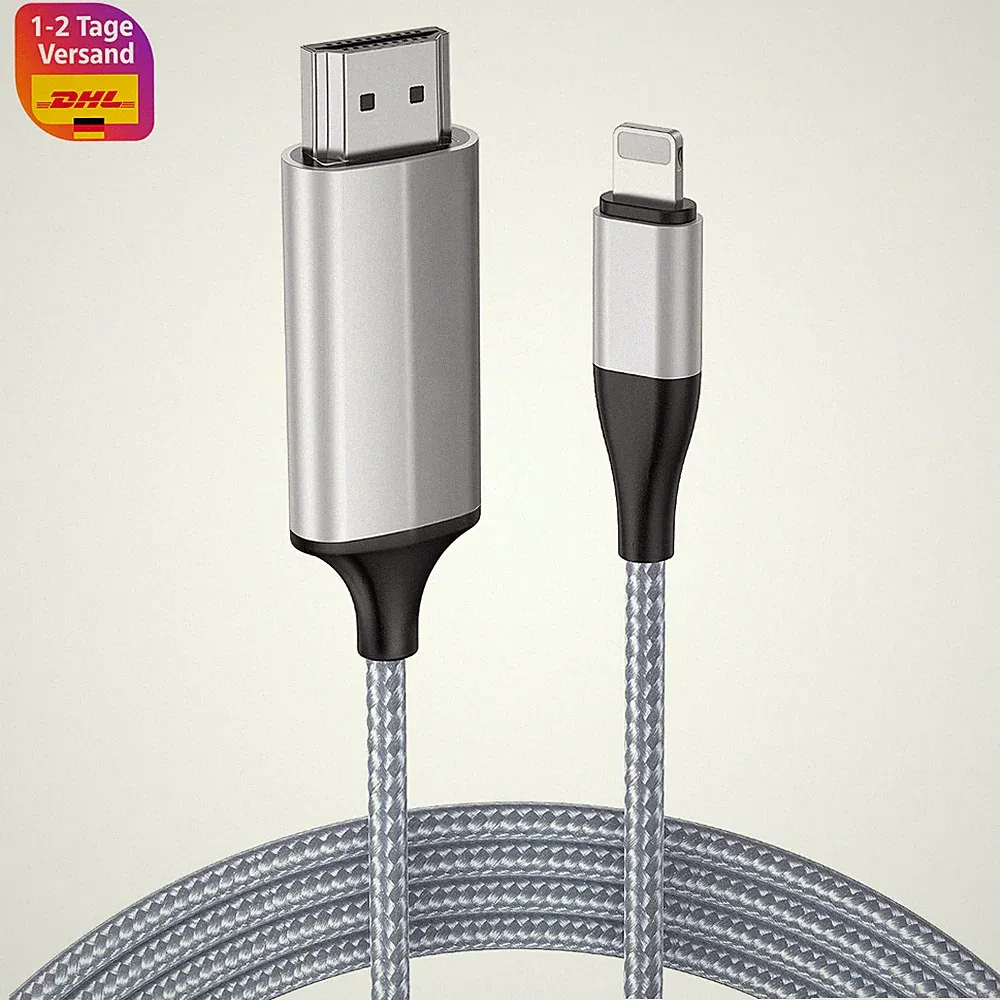 HDMI-Kabel 2,0 m für iPhone/iPad/iPod zu TV/Monitor/Projektor, HD1080P
