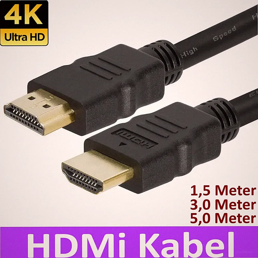 HDMI Kabel 4K FullHD HDR 3D ARC CEC für TV PC BEAMER 2160 1080 p vergoldet GUT