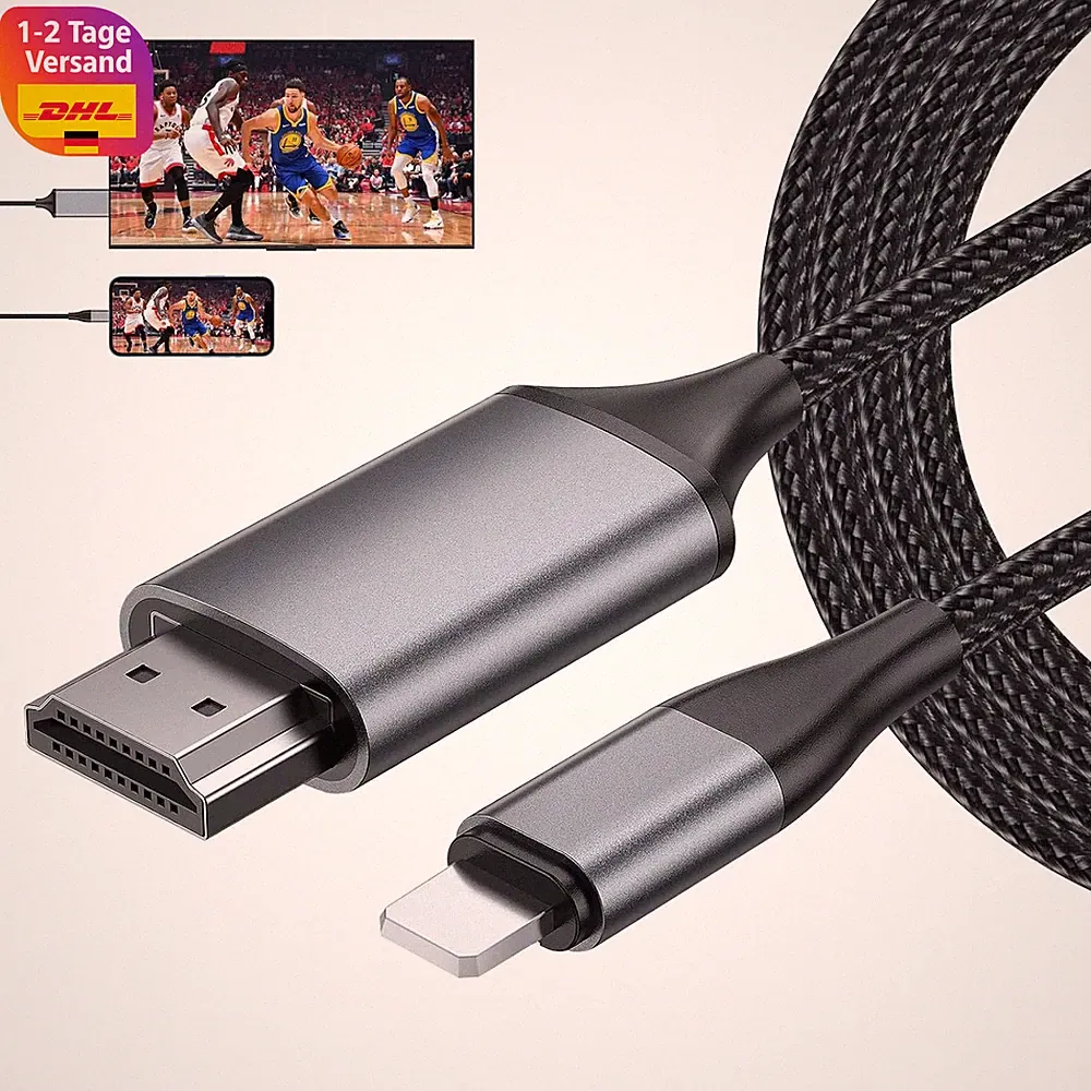 HDMI Kabel 4m für iPhone iPad Pod zu TV Monitor Beamer, 1080p, Plug & Play