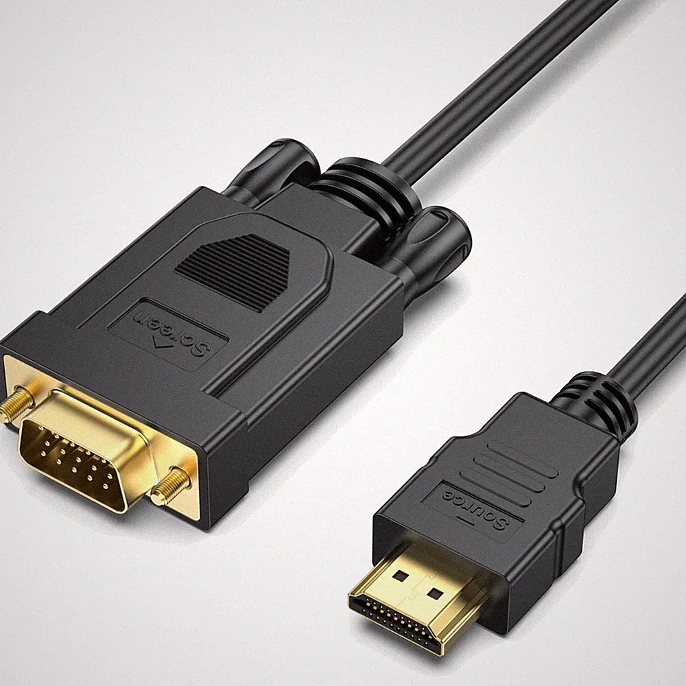 HDMI Kabel VGA Adapter 1,8M Full HD 1080P Monitor Projektor Fernseher