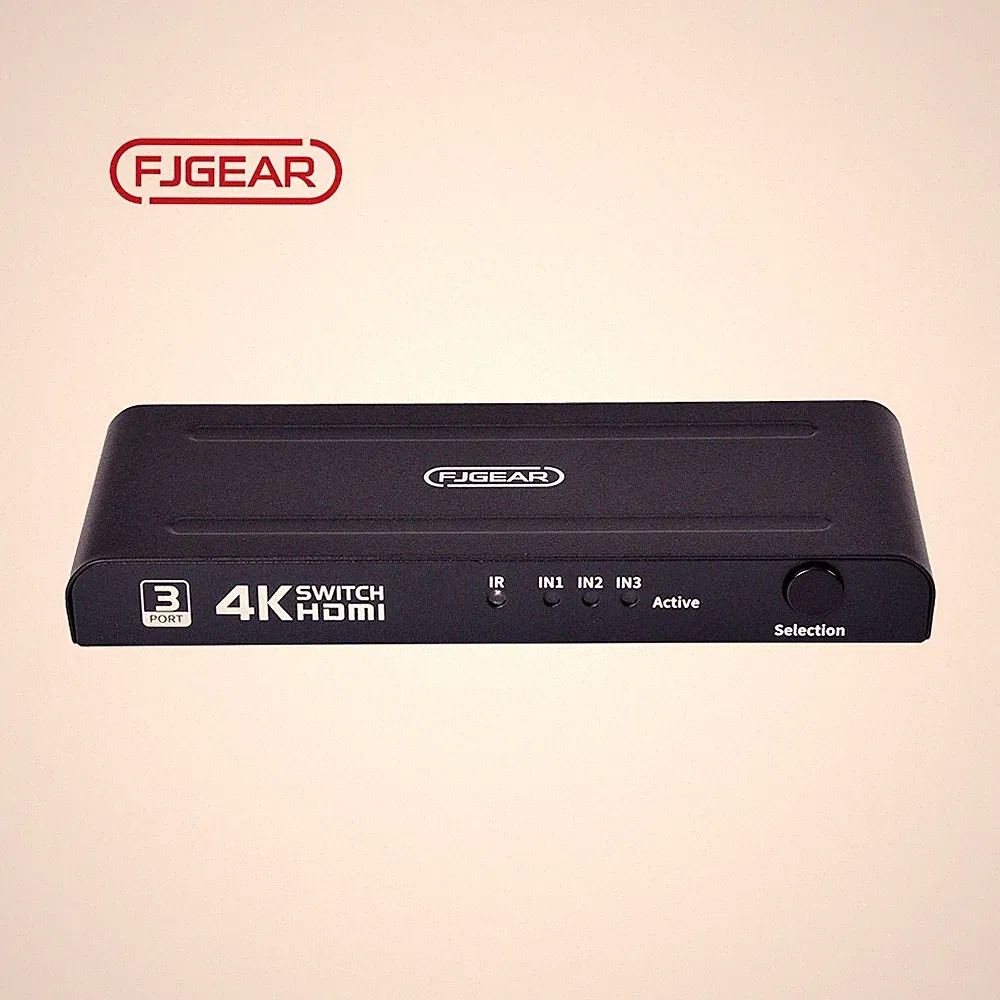 HDMI Splitter FJGEAR 4K301 - 3 In 1 Out Verteiler 4K für TV Monitor Beamer PC