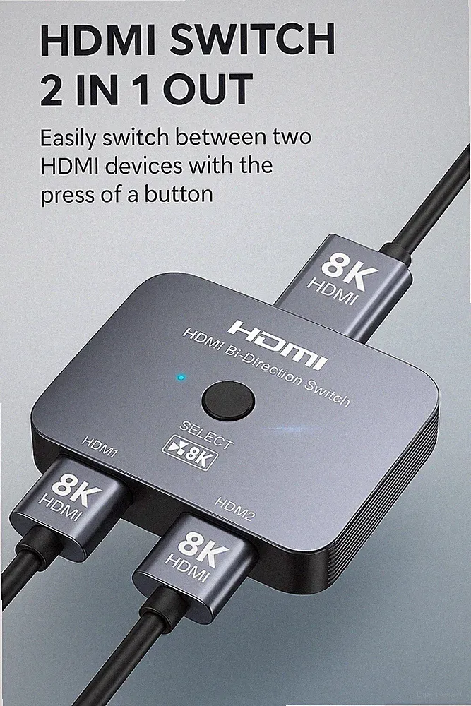 HDMI Switch 2.1 8K 60Hz 2 in 1 out Splitter UHD 4K 144Hz für PS5 Xbox TV Beamer