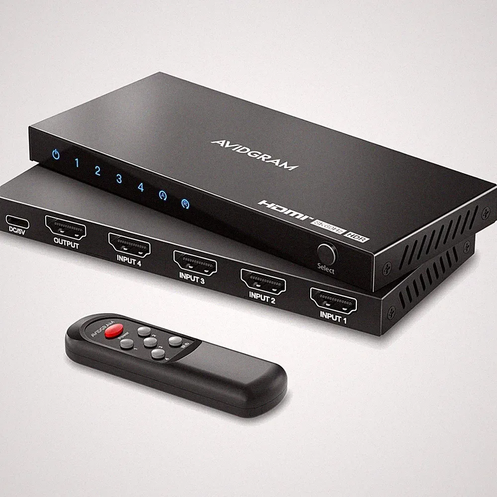 HDMI Switch 4 Port 8K 60Hz 4K 120Hz Umschalter IR-Fernbedienung 4 in 1 Out