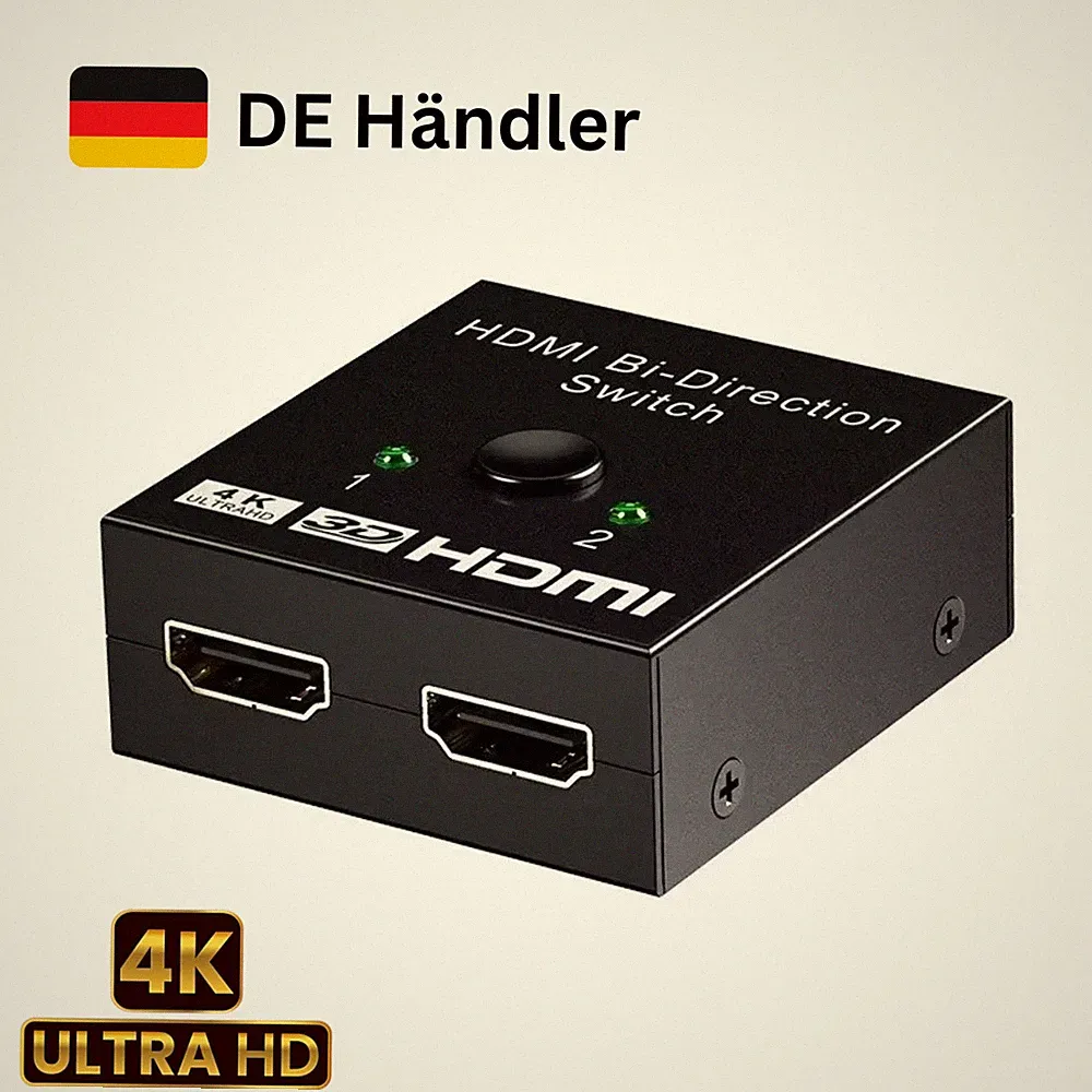 HDMI Switch 4K 60Hz bidirektional 2 in 1 Umschalter Verteiler PS5 PC TV Beamer
