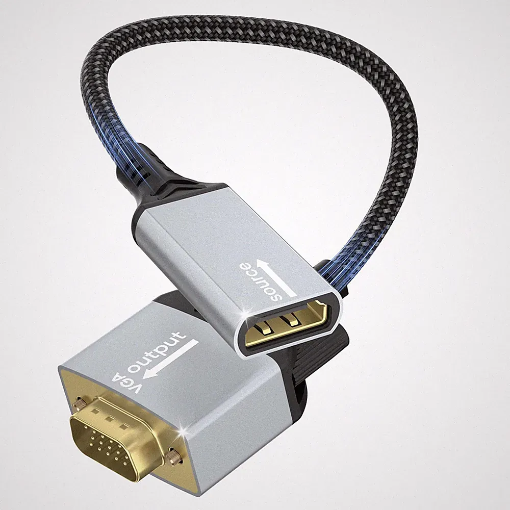 HDMI VGA Adapter Nylon Kabel Monitor TV Projektor Laptop 1080p 1920x1080 60Hz