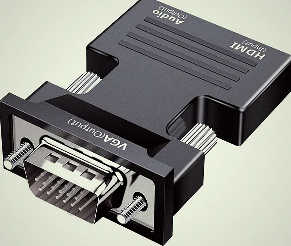 HDMI-zu-VGA-Adapter 1080P mit Audio, Schwarz, 3,5mm Anschluss