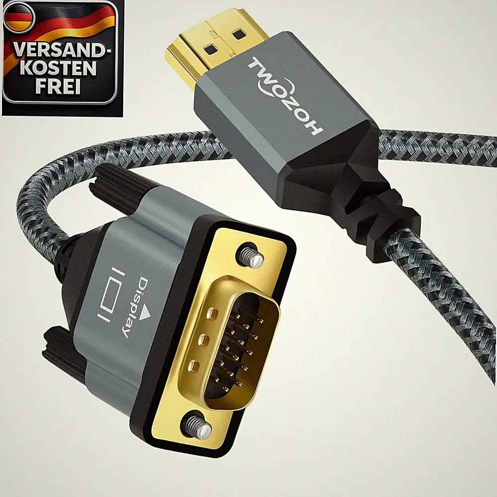 HDMI zu VGA Kabel 1M für Laptop Projektor Monitor 1080P 60Hz vergoldet