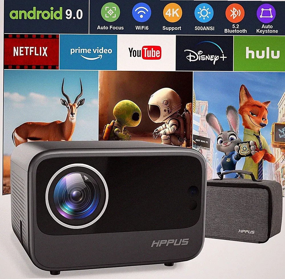 Hippus 20000Lumen 1080P 4K Beamer WiFi Bluetooth HDMI USB Büro Heimkino