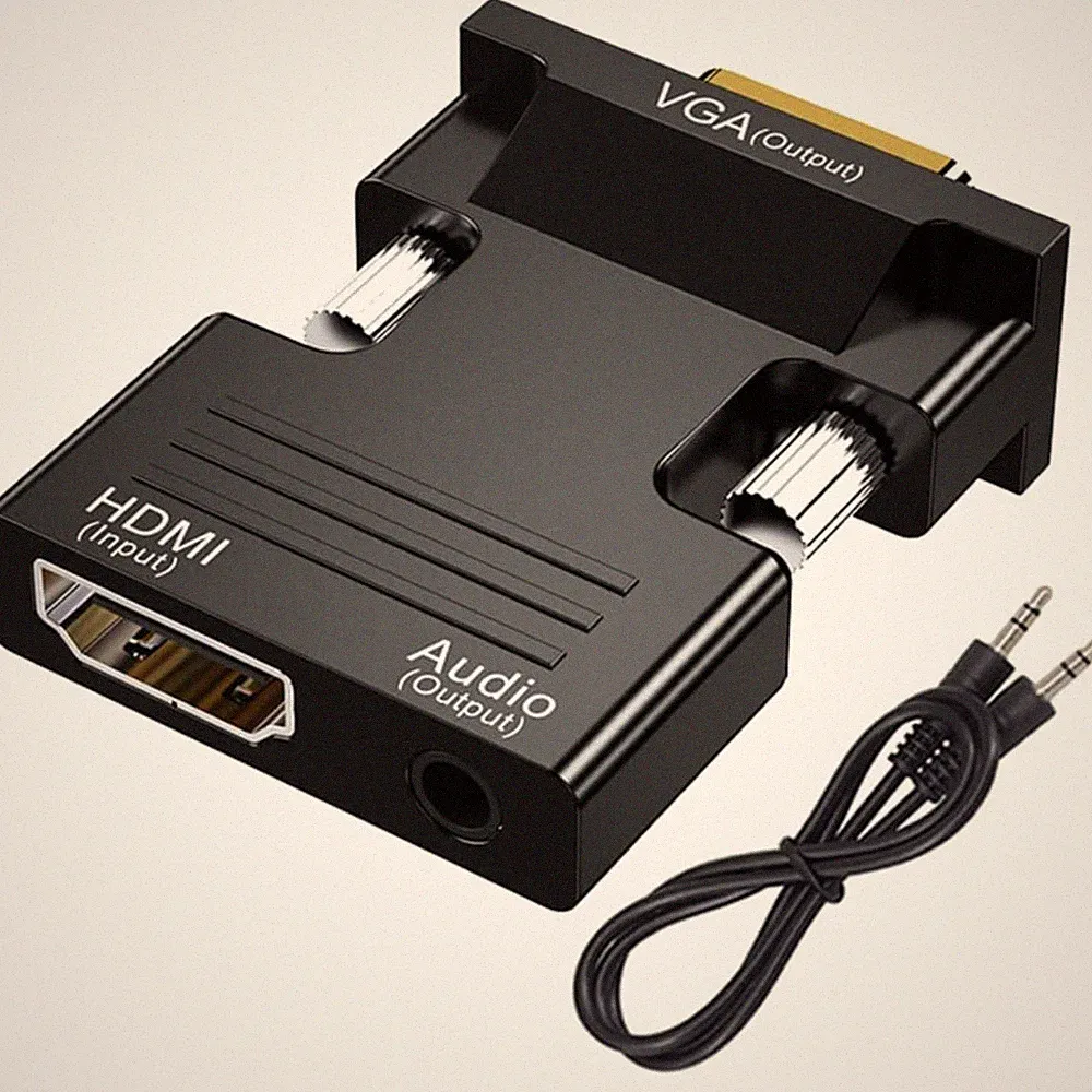 Hochwertiger HDMI auf VGA Adapter - 1080P 60Hz mit Audio für Monitor & Projektor