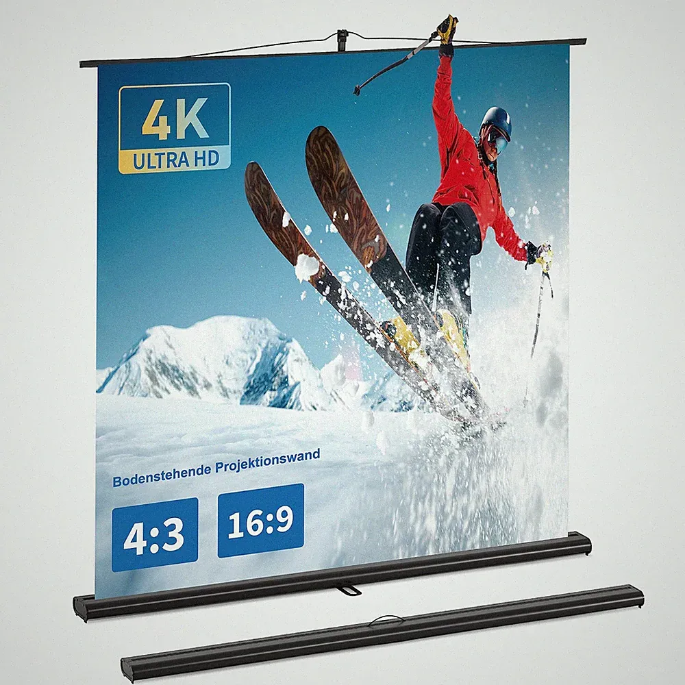 Hochziehbare Beamer Leinwand mit Ständer, Tragbar Projektion Leinwand, Projek...