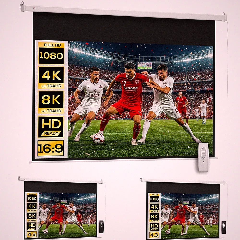 HOMCOM Beamer Leinwand 16:9 HD 4K Elektrisch Rollo-Leinwand