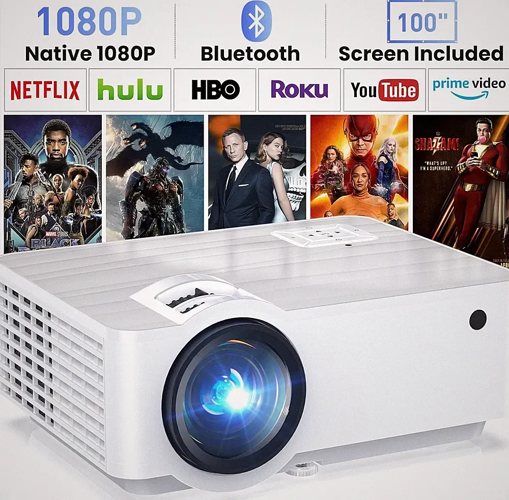 HOPVISION Beamer, Full HD 1080P Bluetooth 5.1, Tragbare Mini Beamer 4K Heimkino